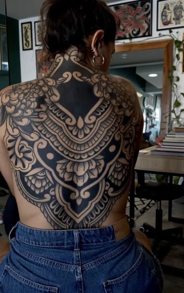 Bold Ornamental Full Back Tattoo Tattoo Design