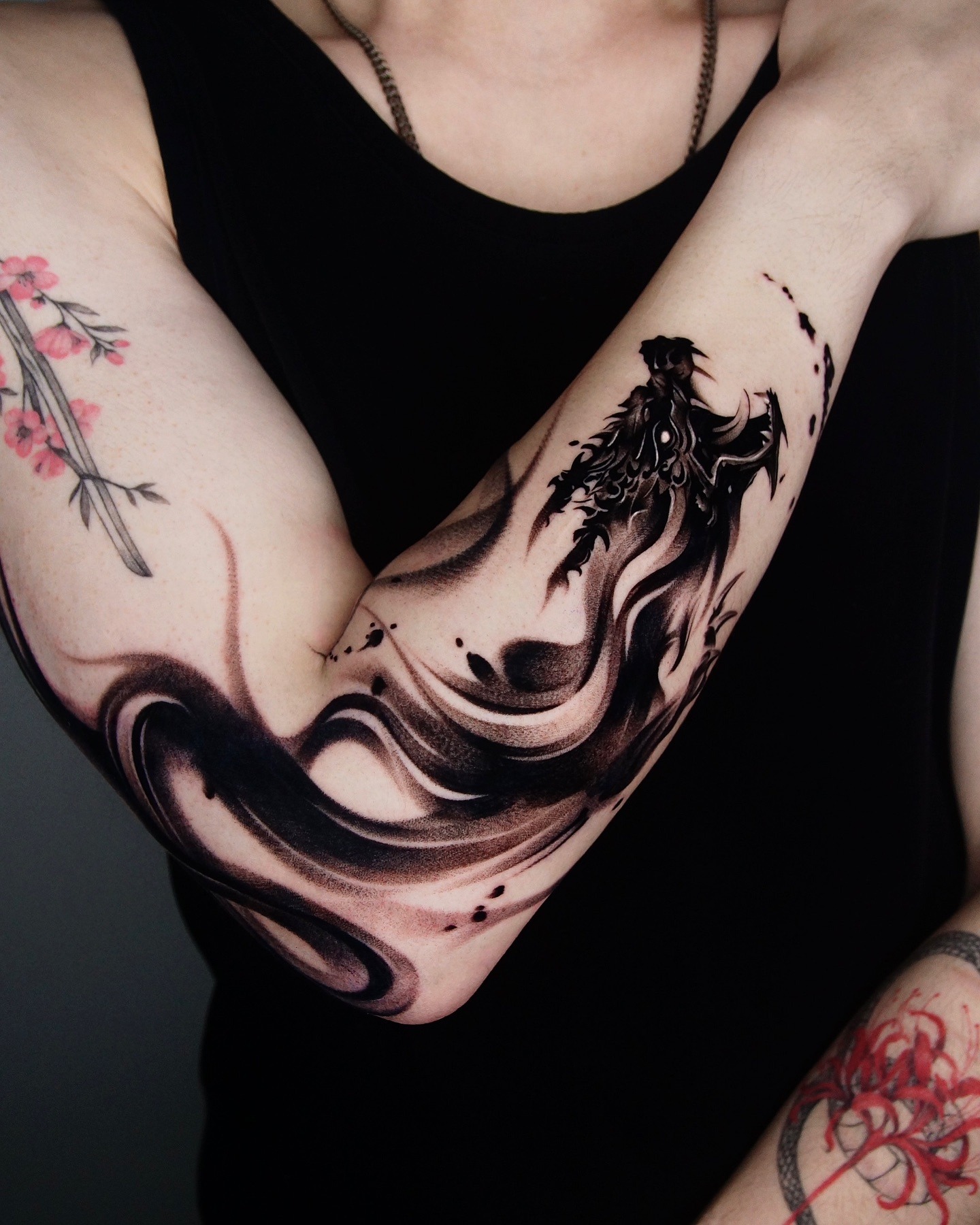 Abstract Black Ink Flow Arm Tattoo Tattoo Design