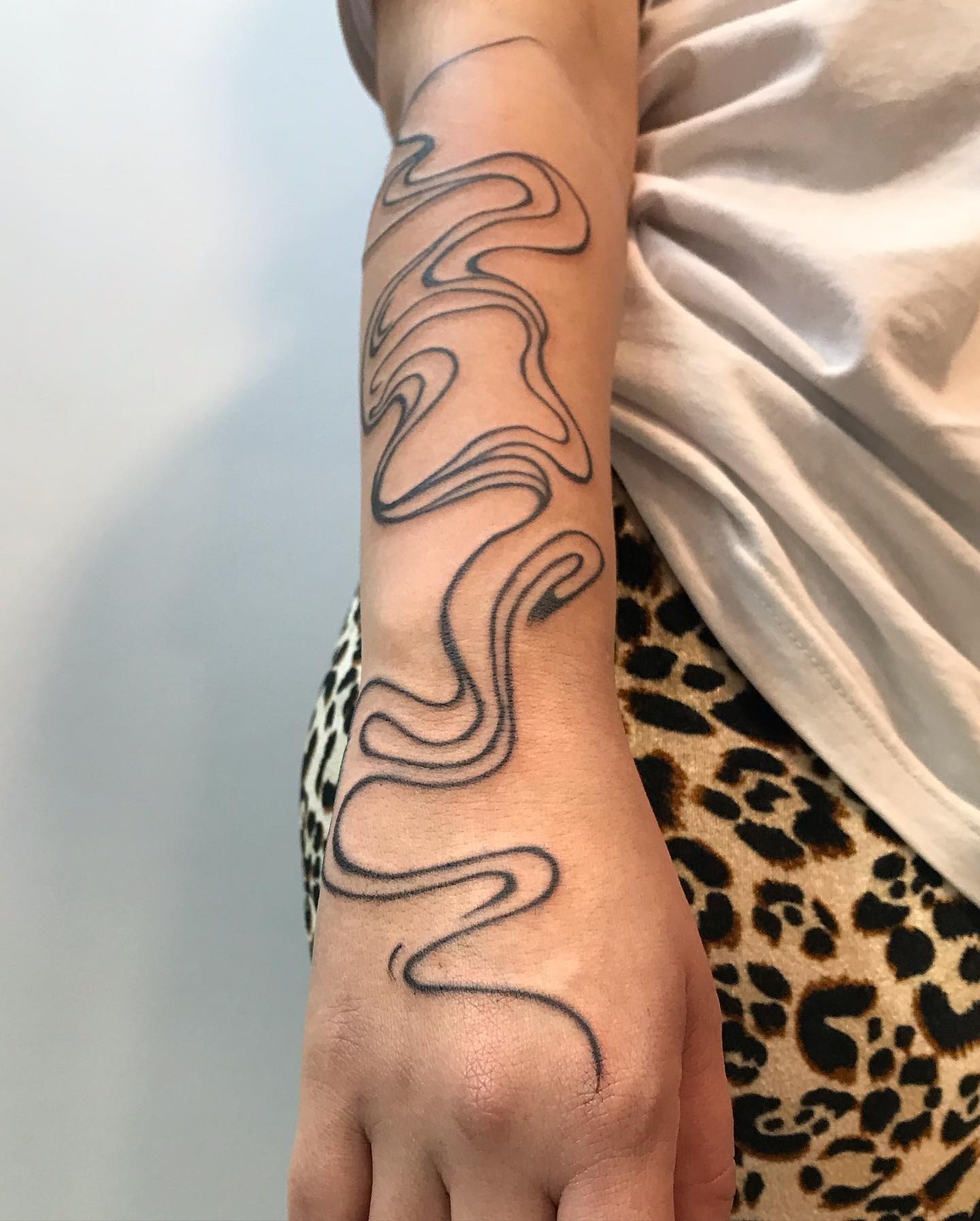Abstract Wave Line Arm Tattoo Tattoo Design