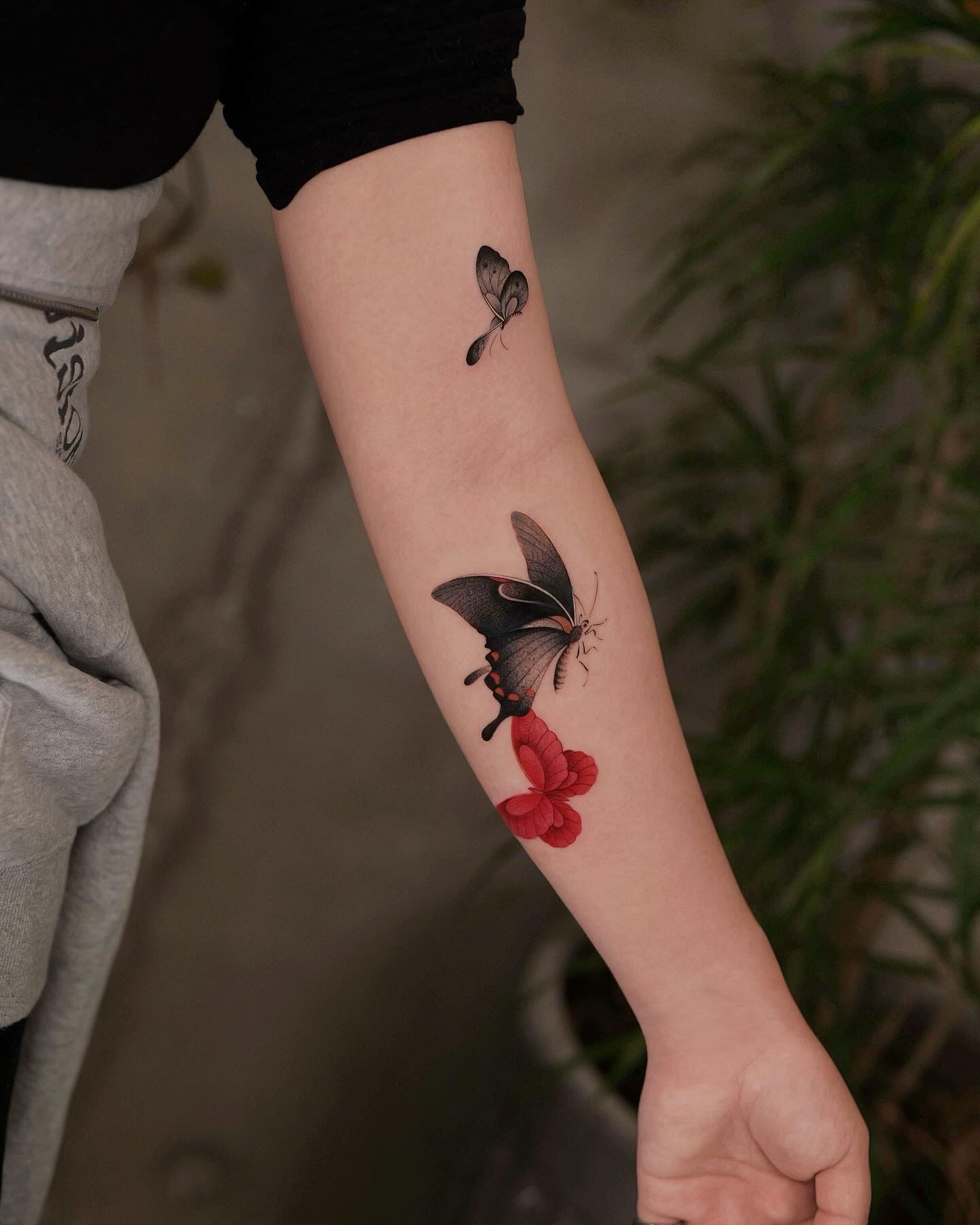 Black and Red Butterfly Arm Tattoo Tattoo Design