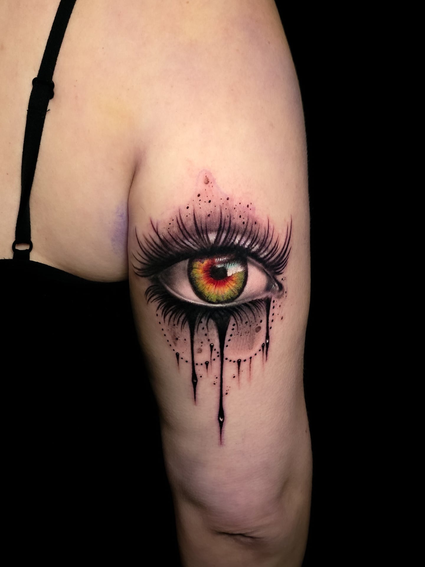Colorful Eye Drip Arm Tattoo Tattoo Design