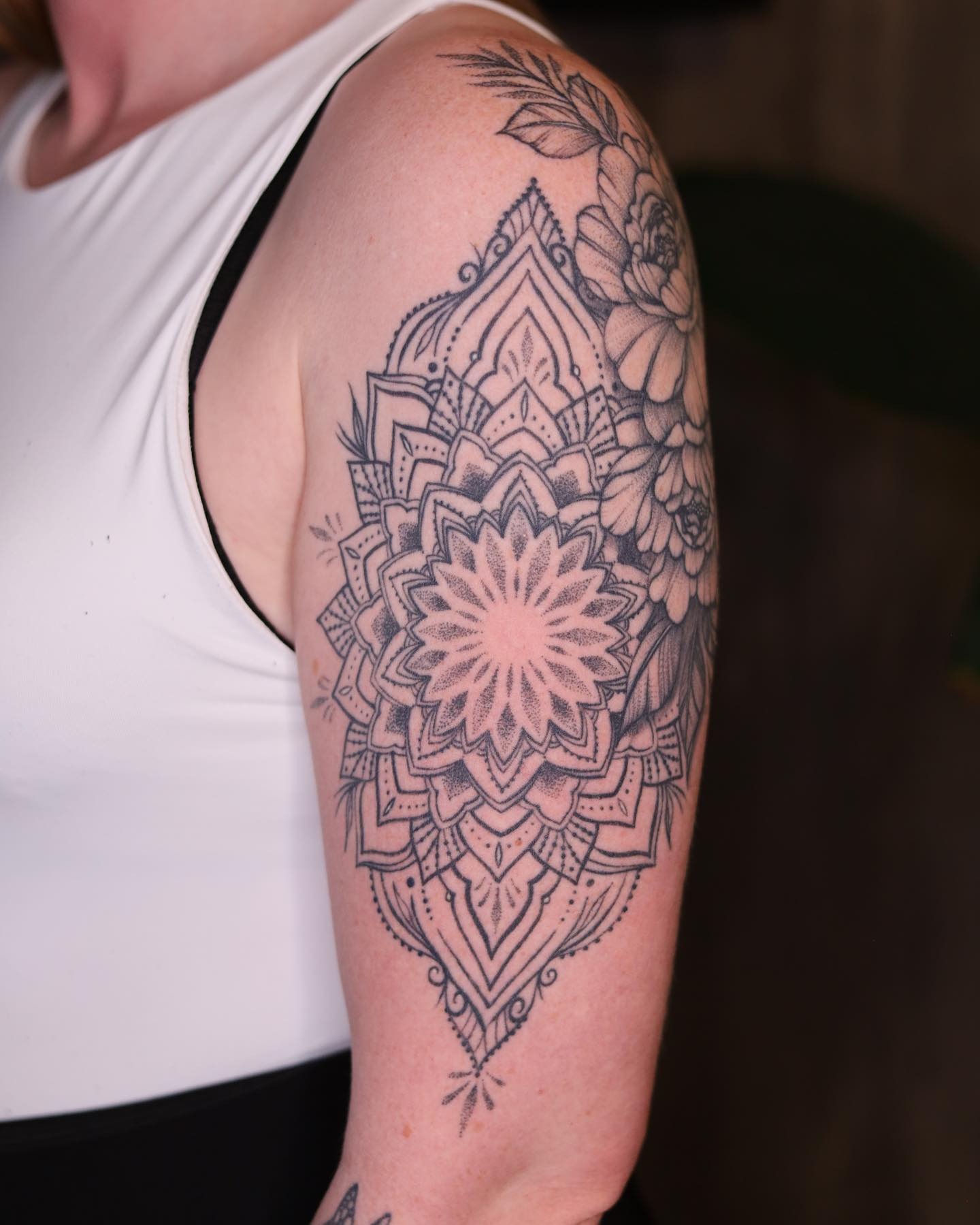 Mandala and Floral Arm Tattoo Tattoo Design