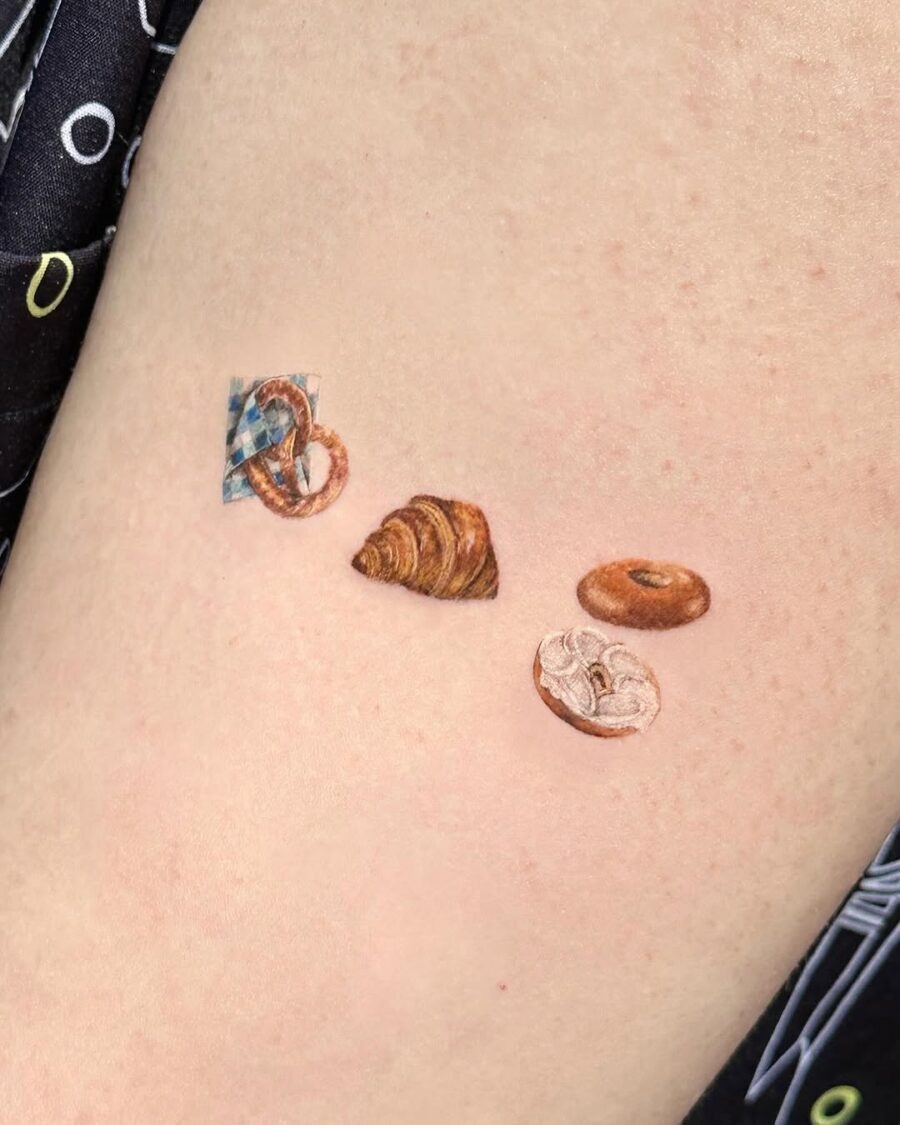 Delicious bagel tattoo showcasing culinary artistry Tattoo Design