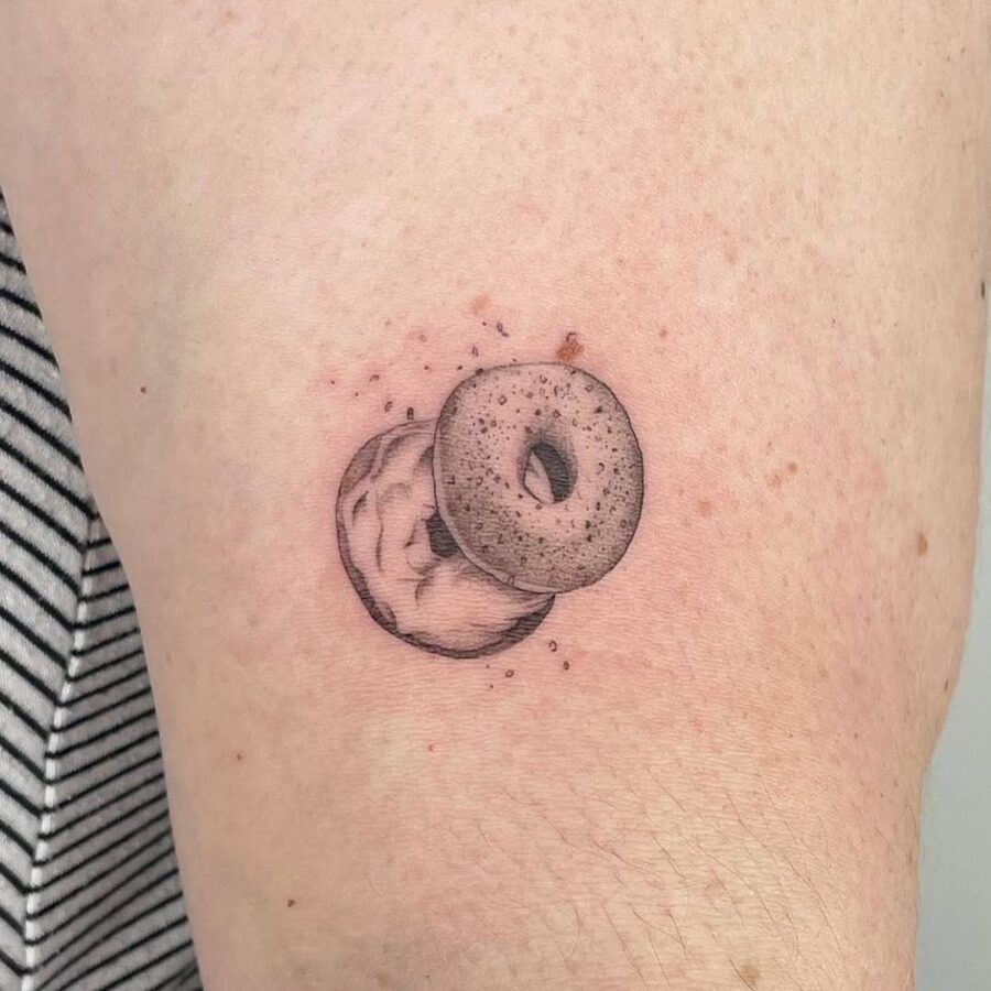 Unique bagel and donut tattoo design Tattoo Design