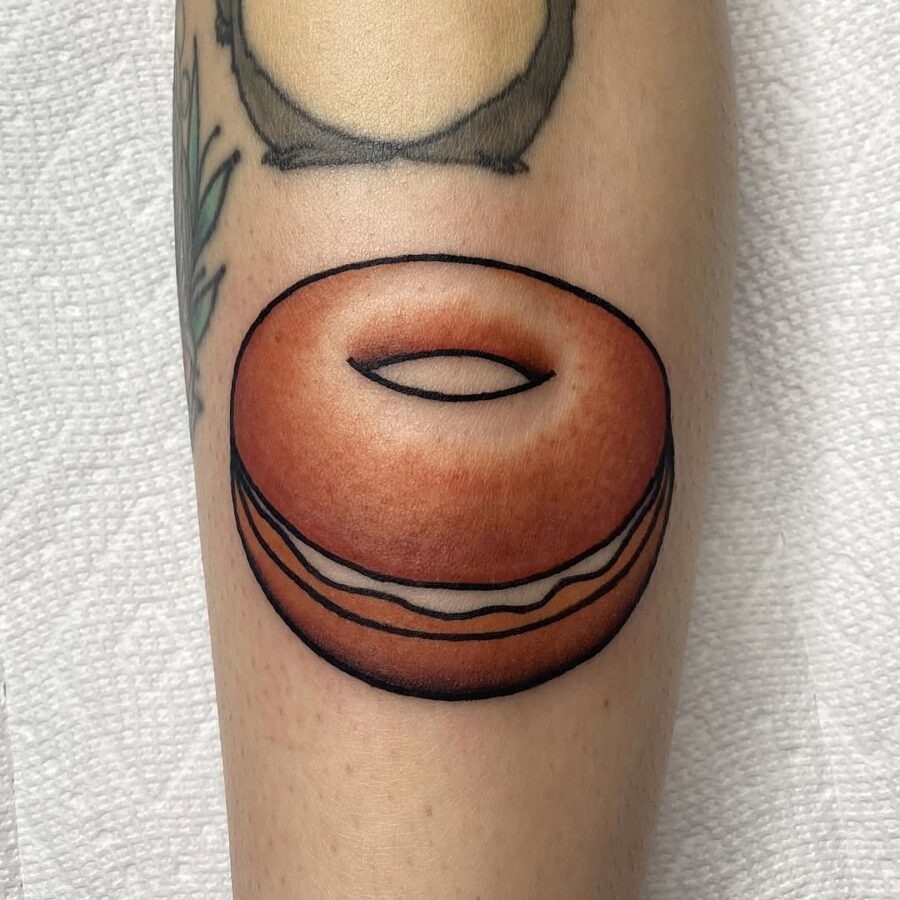 Unique bagel tattoo showcasing delicious artistry Tattoo Design