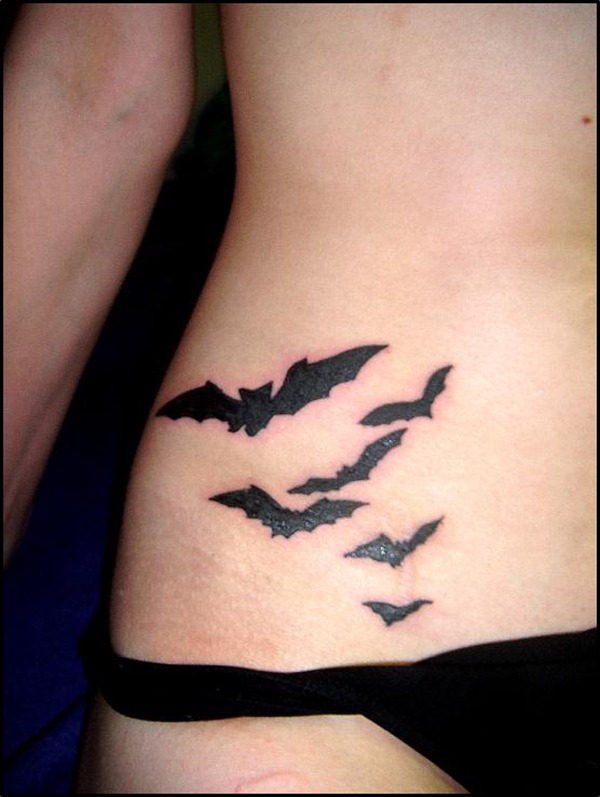A Flurry of Flying Bats Hip Tattoo Batman Tattoo Design Tattoo Design