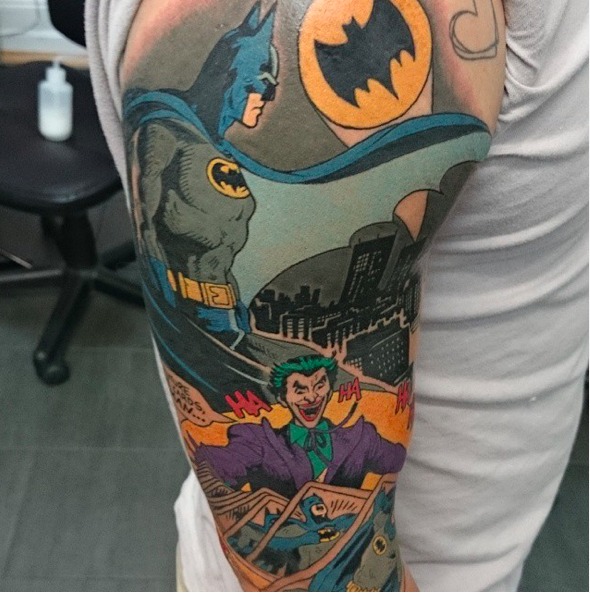 A Scene Using Comic Book Inspiration Batman Tattoos Tattoo Design