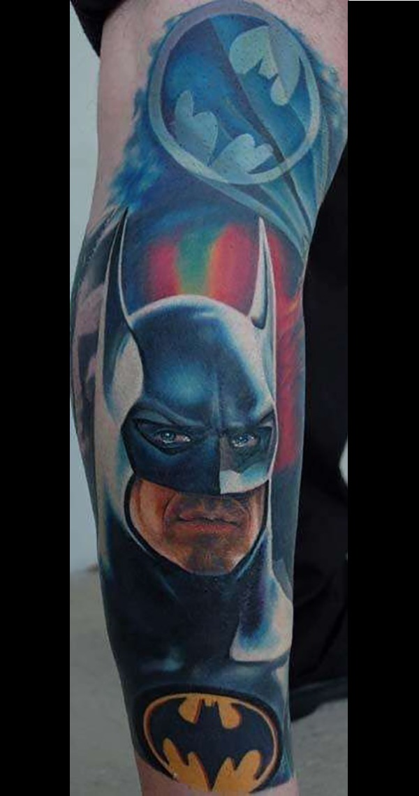 Batman and Bat-Signal Combination Piece Batman Tattoo Tattoo Design