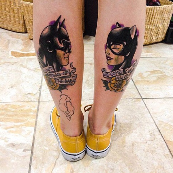 Batman and Catwoman Complementary Tattoos Batman Tattoo Design Ideas Tattoo Design