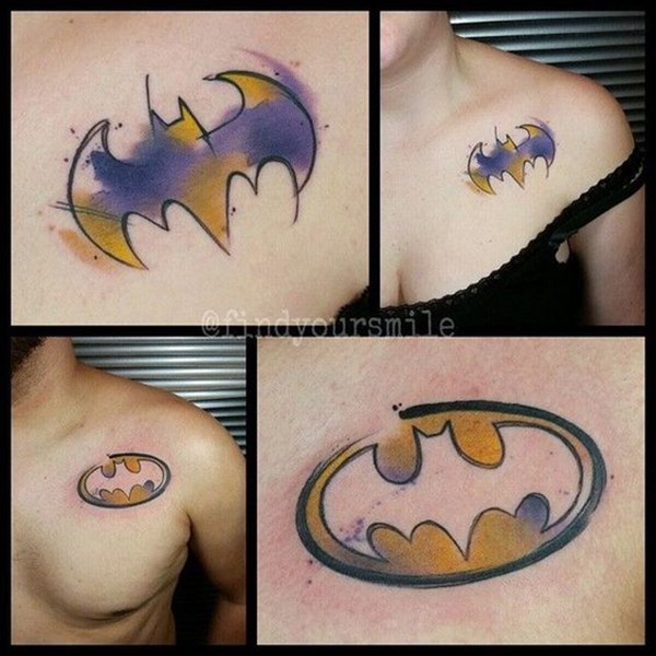 Couples Cut-Out Spray Painted Logo Batman Tattoo Design Tattoo Design