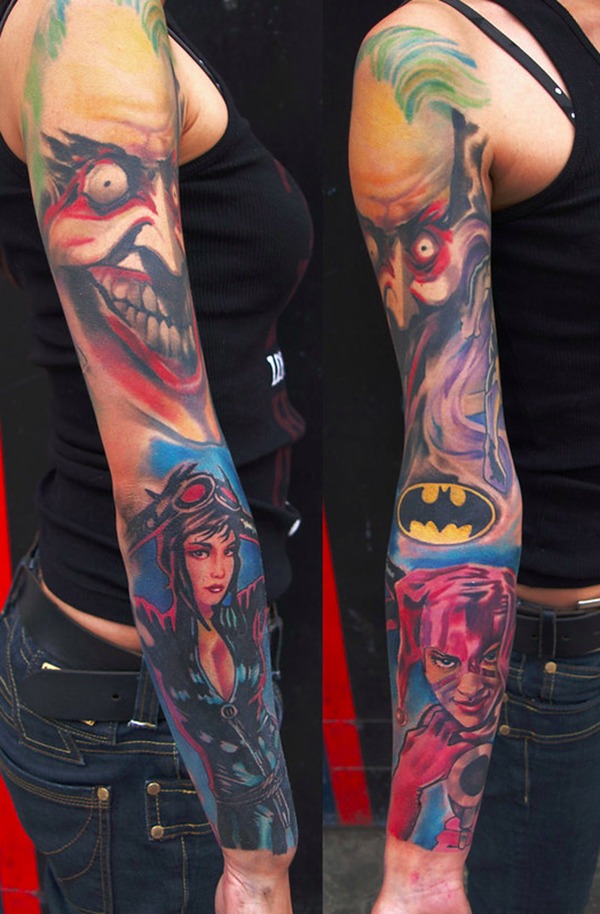 Full Color Villain Tribute Sleeve Batman Tattoo Ideas Tattoo Design