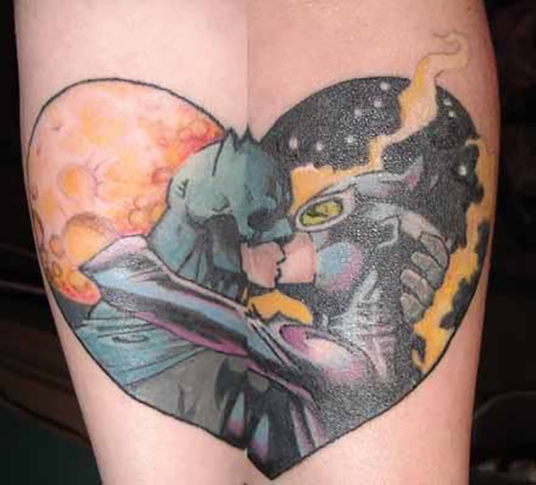 Interlocking Tattoos of Batman and Catwoman Batman Tattoo Design Tattoo Design