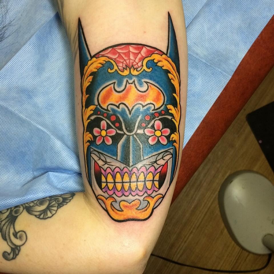 Mexican Sugar Scull Inspired Batman Portrait Batman Tattoo Ideas Tattoo Design