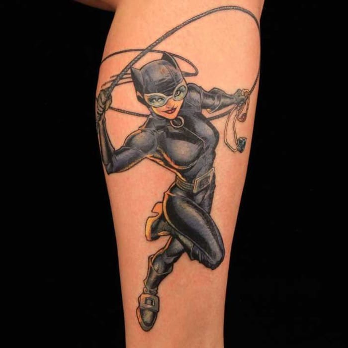 Playful Catwoman Cartoon Figure Batman Tattoo Ideas Tattoo Design