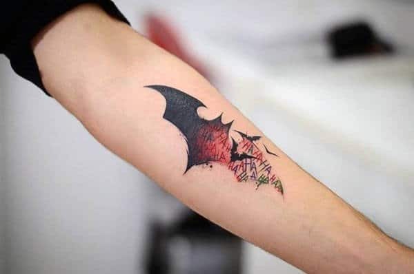 Rainbow Hued Batman and Joker Logo Batman Tattoos Tattoo Design
