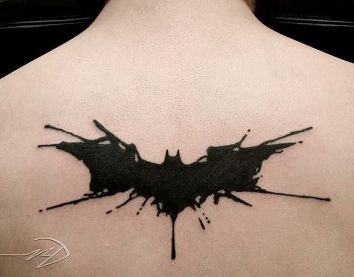 Splattered Batman Logo Back Tattoo Batman Tattoo Design Tattoo Design