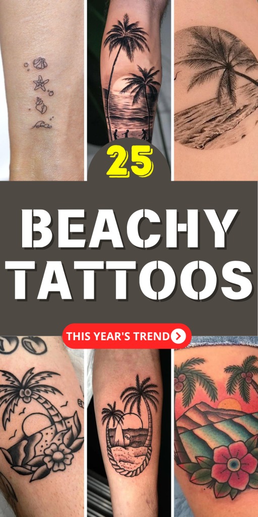 Minimalist Palm Tree and Wave Wrist Tattoo Tattoo Design