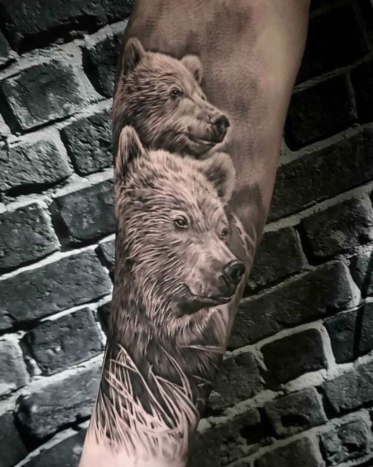 Hyperrealistic Bear Pair Tattoo Design