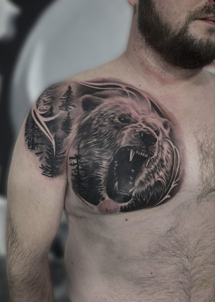Polar Night Chest Scene Tattoo Design