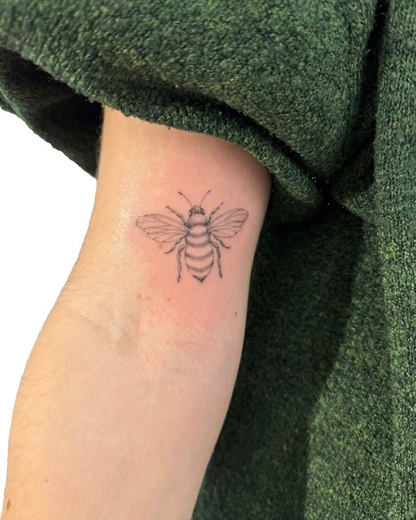Charming Black and Grey Bee Tattoo Design Tattoo Design