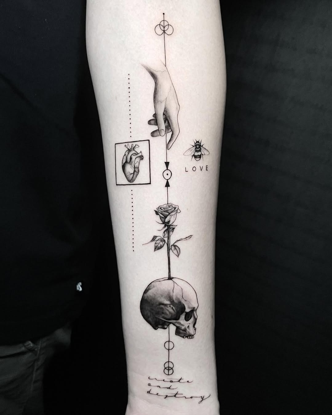 Intricate design combining life and love themes Tattoo Design