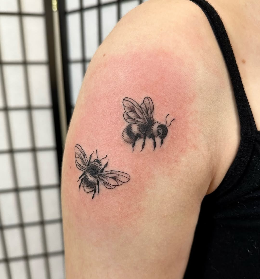 Stylish Bumblebee Tattoo on Shoulder Tattoo Design