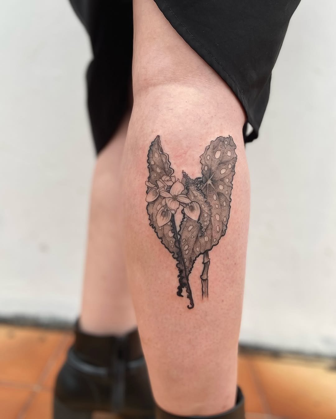Elegant begonia tattoo design with heart shape Tattoo Design