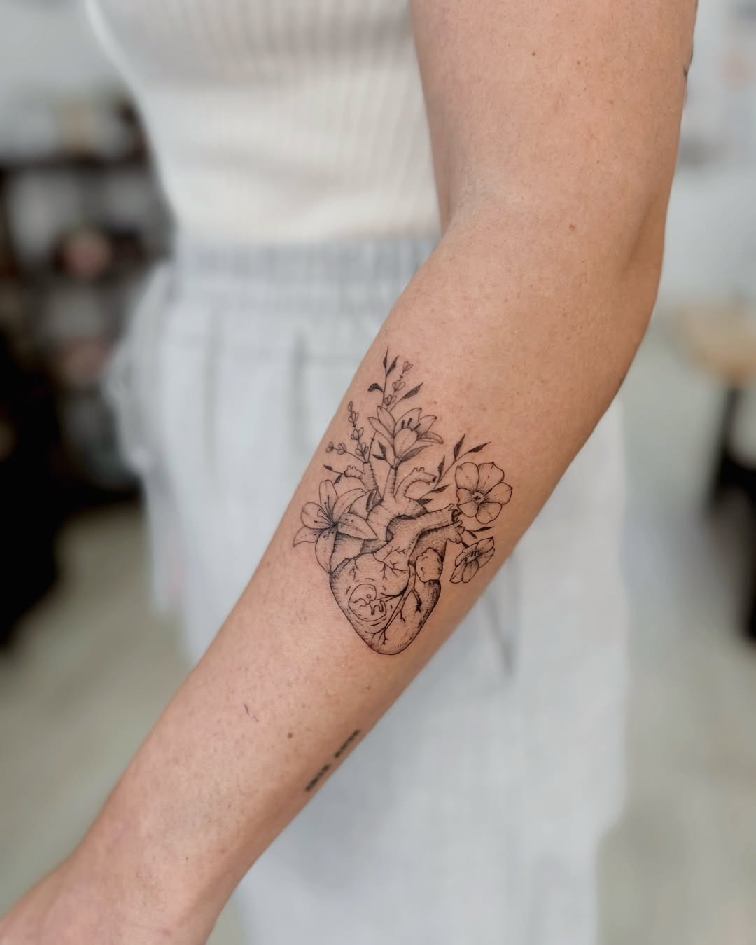 Elegant Begonia Tattoo with Heart Motif Tattoo Design