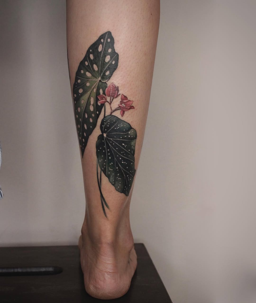 Stunning Begonia Tattoo on Ankle Tattoo Design