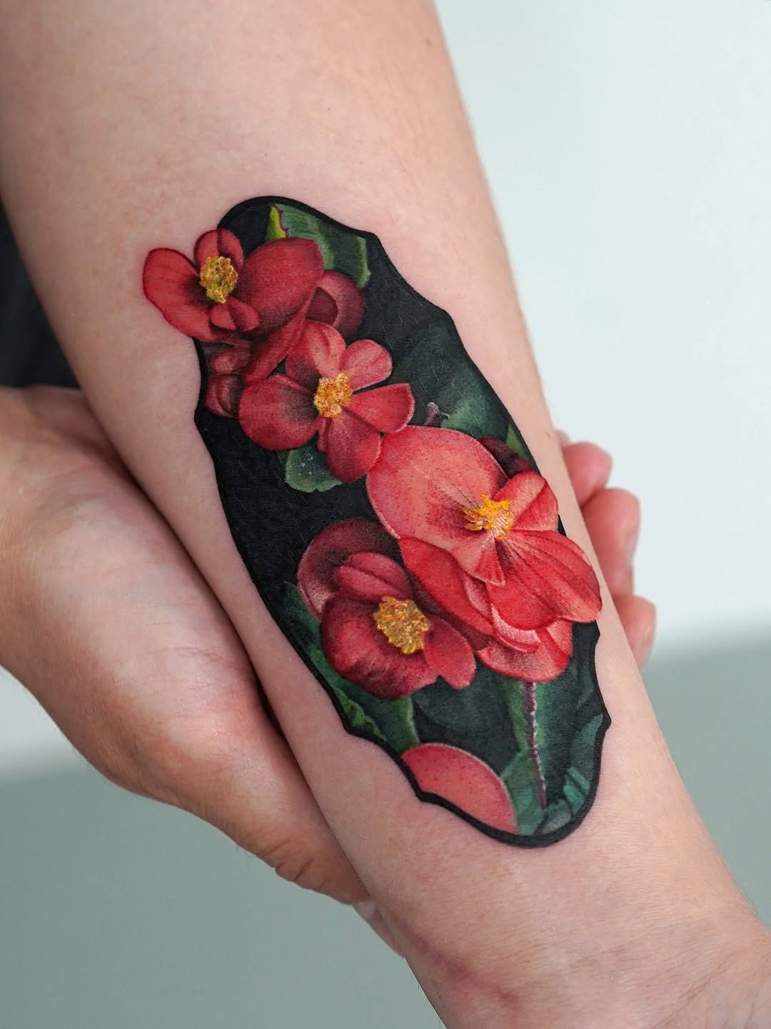 Stunning Begonia Tattoo Showcasing Nature's Beauty Tattoo Design