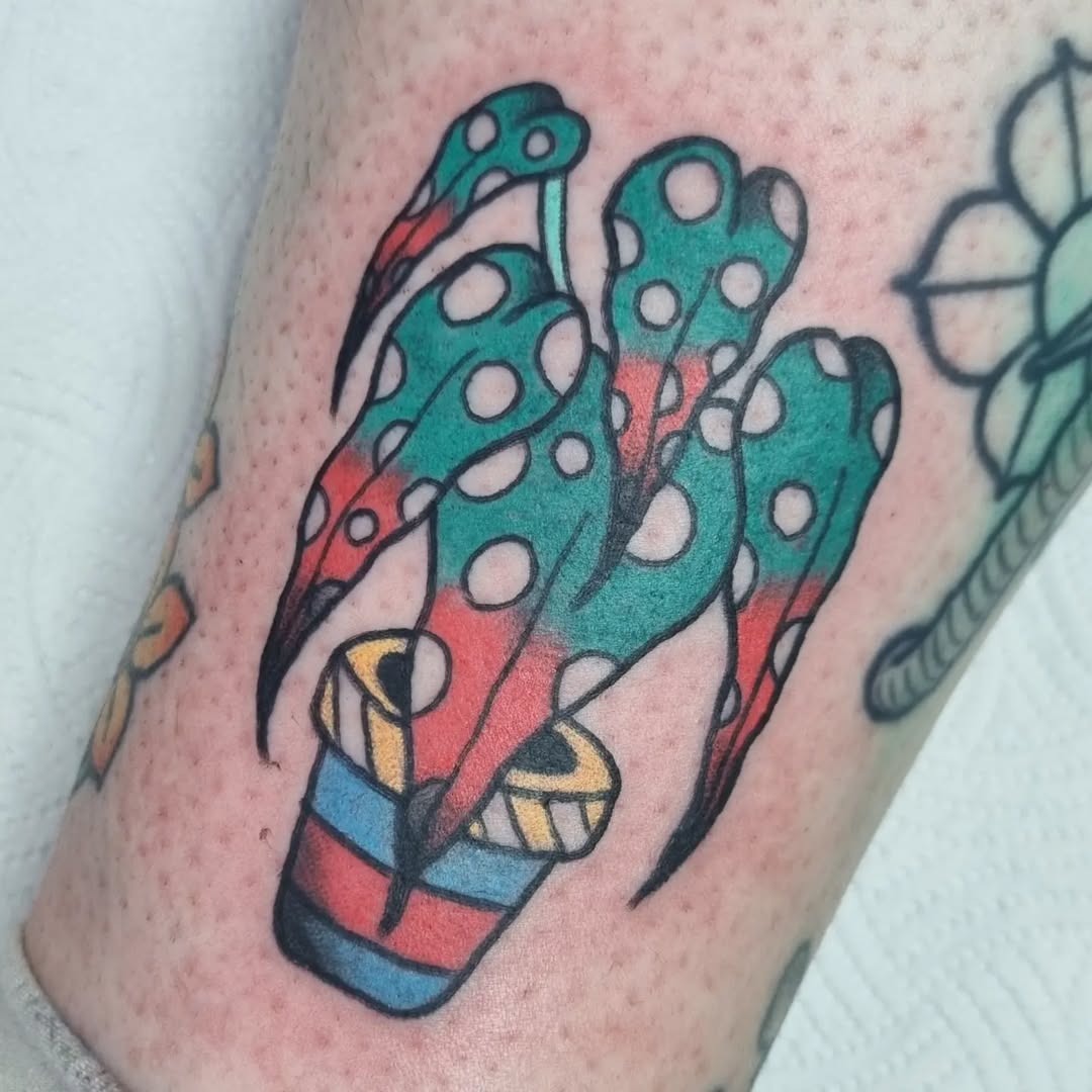 Vibrant Begonia Tattoo in a Potted Design Tattoo Design