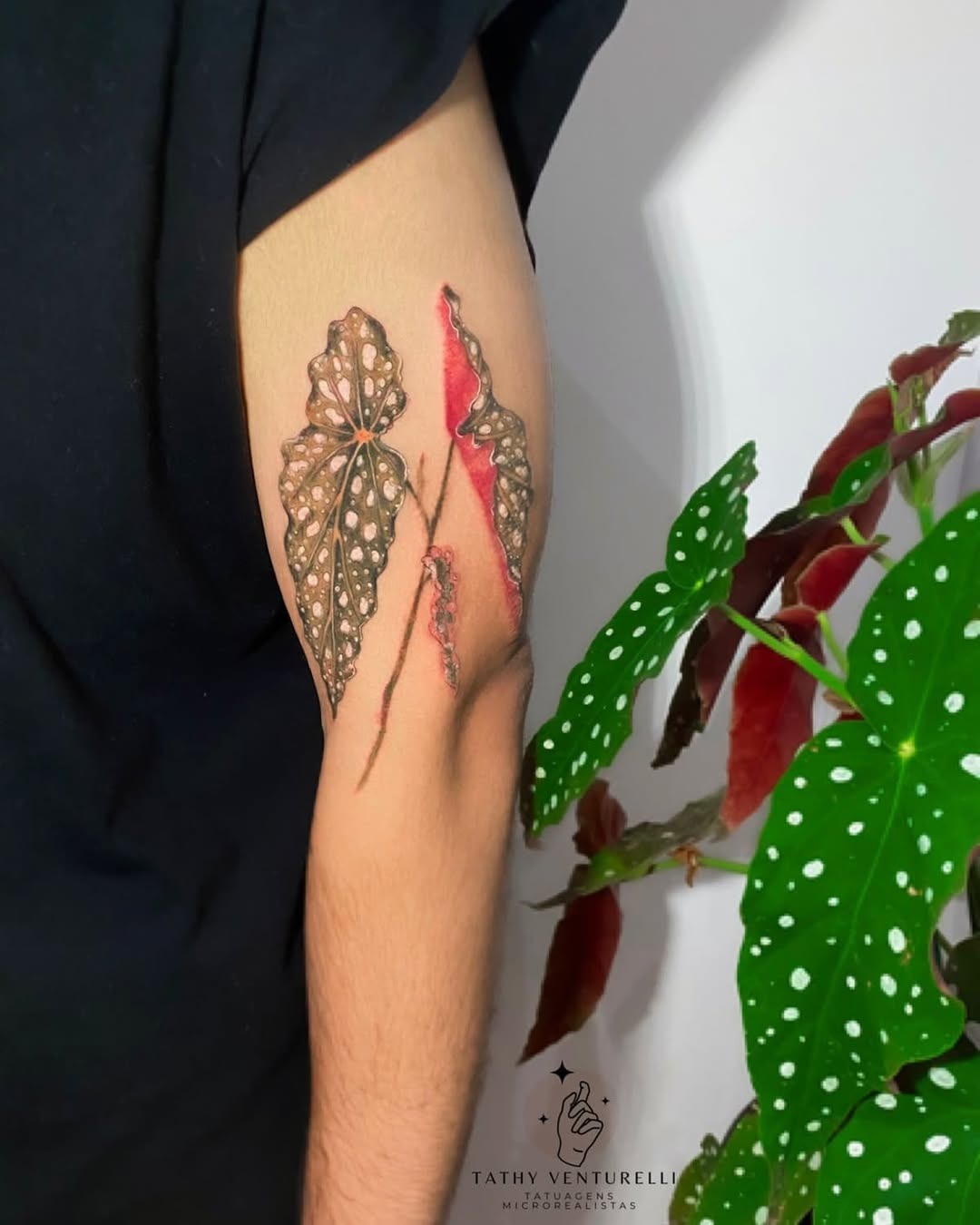 Vibrant Begonia Tattoo with Bold Colors Tattoo Design