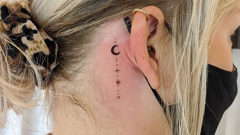 Moon and Star Line Tattoo Tattoo Design