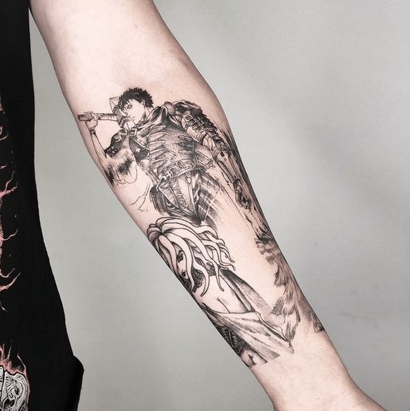 Forearm Tattoo of Guts Holding the Dragon Slayer Tattoo Design