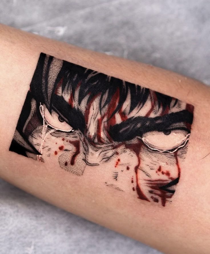 Full Sleeve Guts Manga Collage Tattoo Tattoo Design