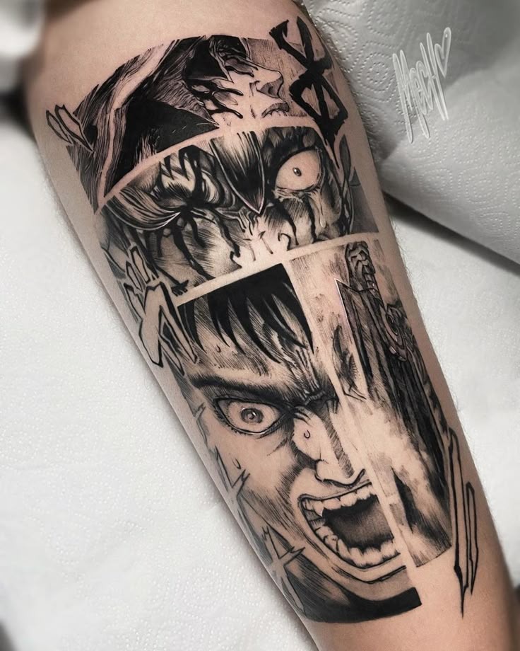 Manga Panel Sleeve Featuring Guts’ Rage Tattoo Design