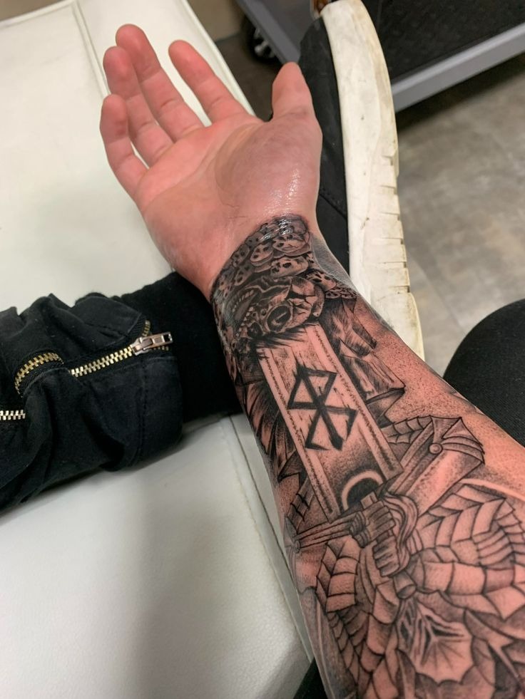 Minimalist Dragon Slayer Forearm Tattoo Tattoo Design
