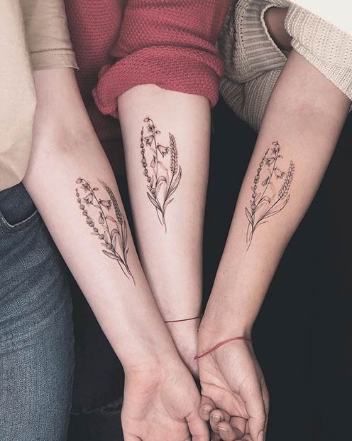 A Flower for Each Friend Matching Tattoos for Best Friends Tattoo Design