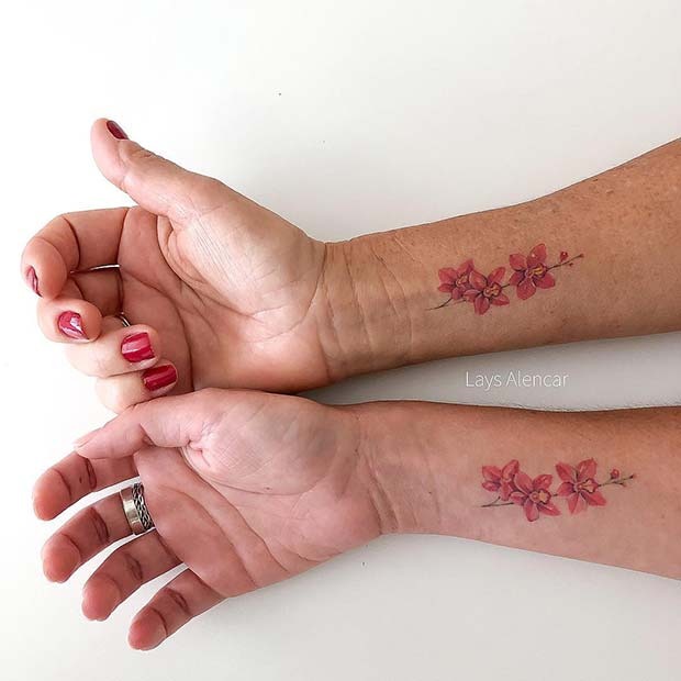 A Stem of Pink Orchids Best Friend Tattoos Tattoo Design