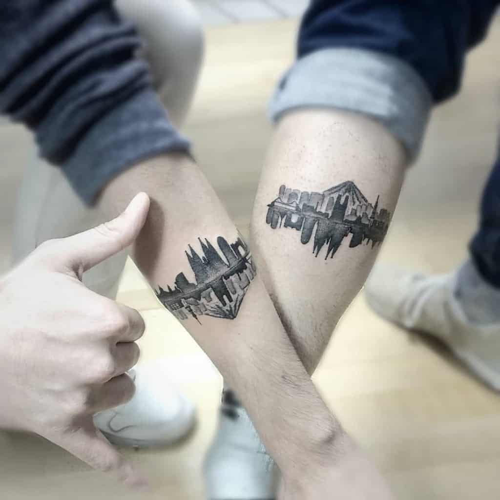 Alternating Skylines Men’s Friendship Tattoos Tattoo Design
