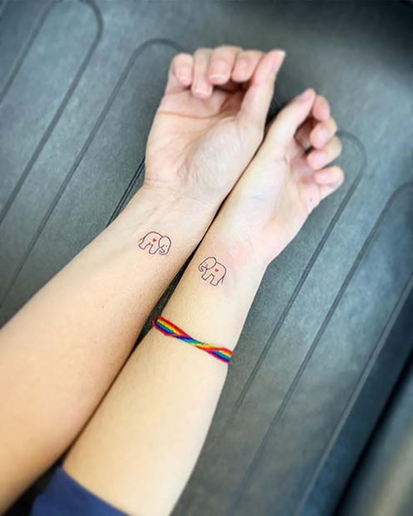 Elephants Never Forget Their Best Friends Tattoo Design
