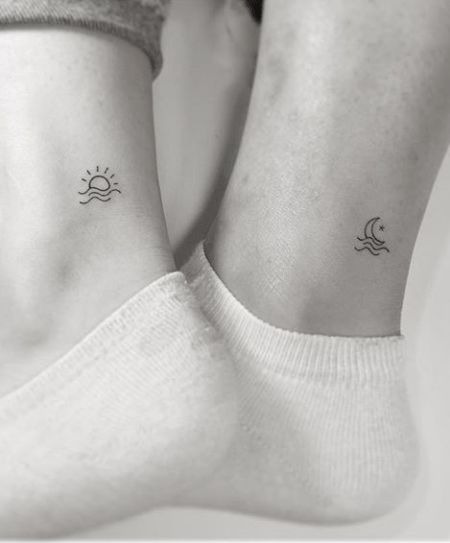 Ocean Sunrise and Tidal Force Best Friend Tattoos Tattoo Design