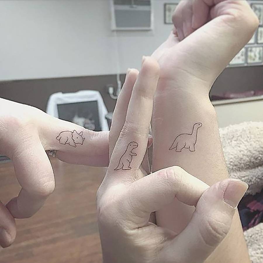 One Little, Two Little, Three Little Dinosaurs Tattoo Design