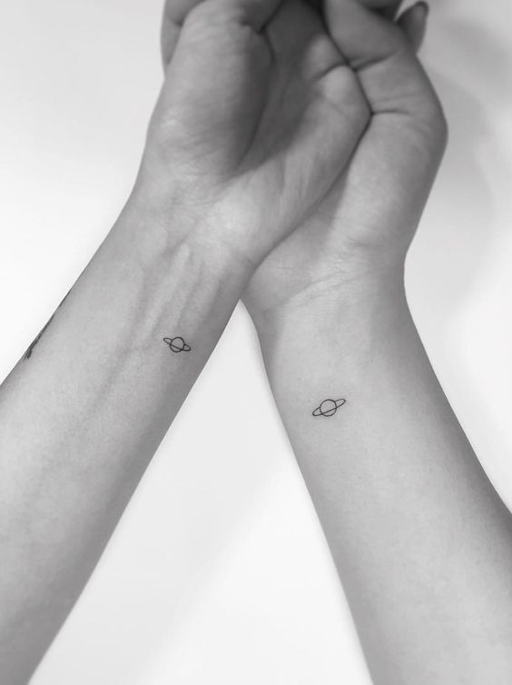 Simple Saturn Inner Wrist Best Friend Tattoos Tattoo Design