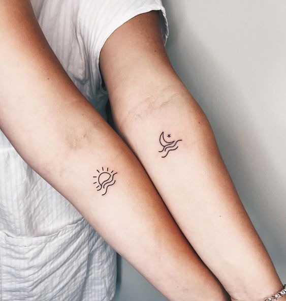 The Sun and The Moon Friend Tattoo Ideas Tattoo Design