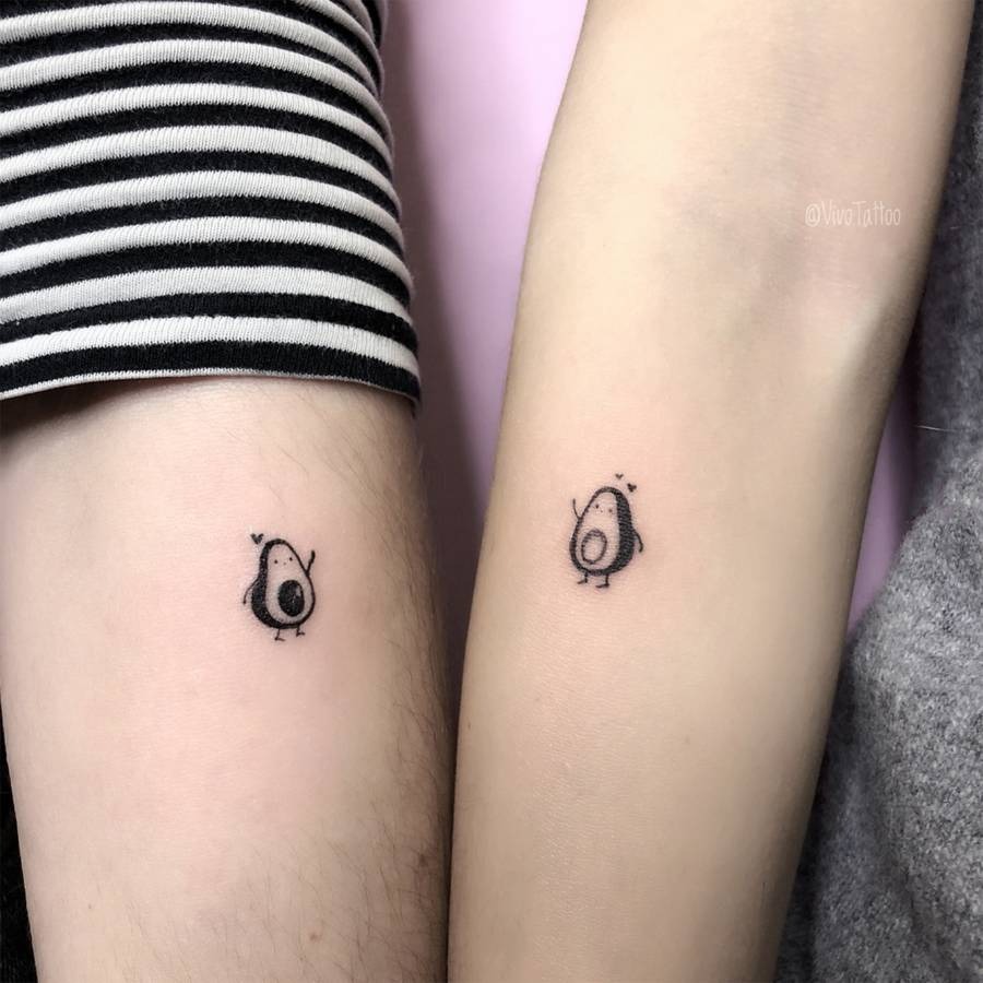 Two Halves of a Whole Avocado Tattoo Design