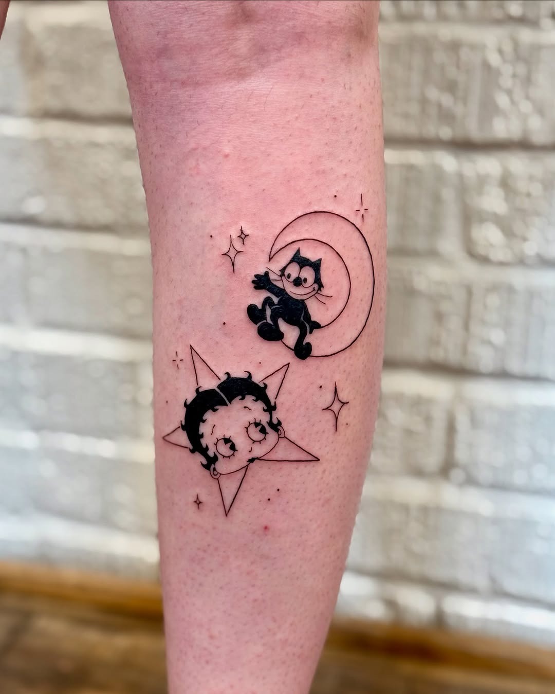 Charming Betty Boop and Felix the Cat Tattoo Tattoo Design