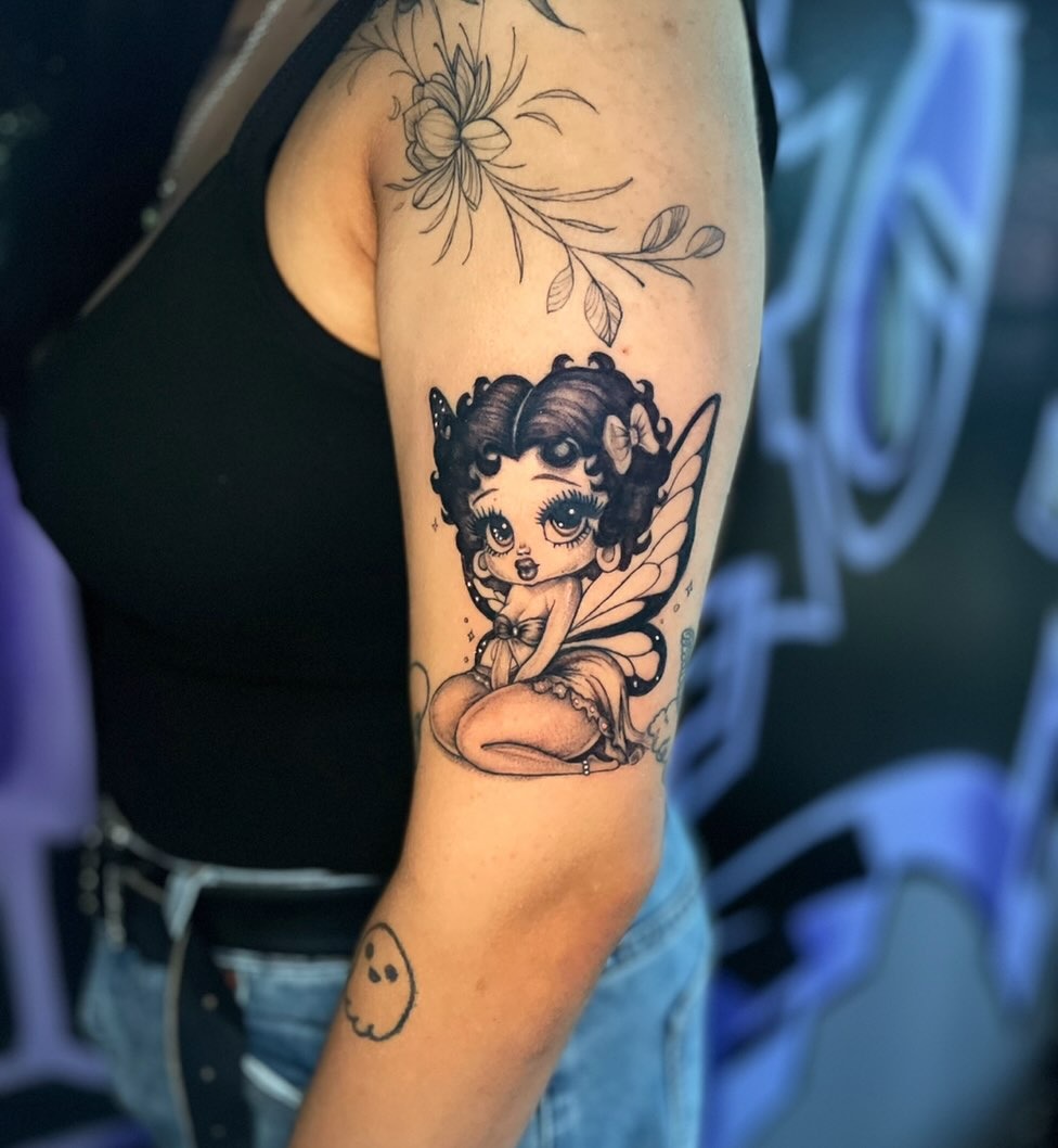 Charming Betty Boop Fairy Tattoo on the Arm Tattoo Design