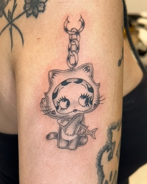 Charming Betty Boop-Inspired Cat Tattoo Design Tattoo Design