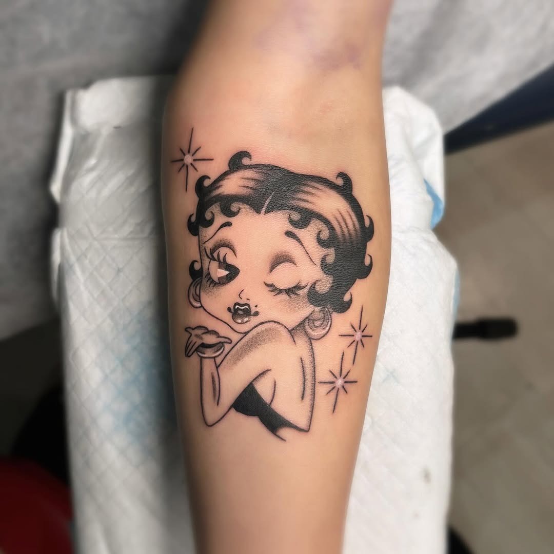 Charming Betty Boop Tattoo in Classic Style Tattoo Design
